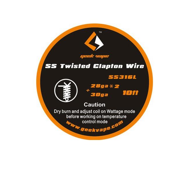Geekvape SS Twisted Clapton Draht (Wire) 28ga x 2 + 30ga 10ft