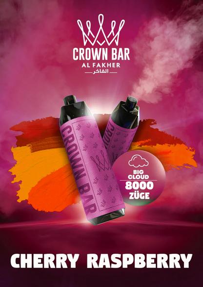 [Clearance Sale] Al Fakher Crown Bar Big Cloud 8000 Puffs Wiederaufladbares Einweg Kit DTL - 📢EXKLUSIVES ANGEBOT - Nehme 5 Zahle NUR 4 an der Kasse!+Ab einem Einkauf von 100€ 2 Mystery Vapes Gratis📢