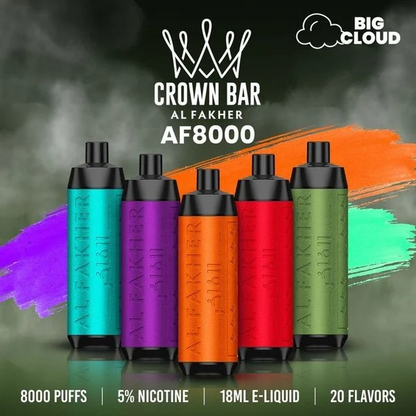 [Clearance Sale] Al Fakher Crown Bar Big Cloud 8000 Puffs Wiederaufladbares Einweg Kit DTL - 📢EXKLUSIVES ANGEBOT - Nehme 5 Zahle NUR 4 an der Kasse!+Ab einem Einkauf von 100€ 2 Mystery Vapes Gratis📢