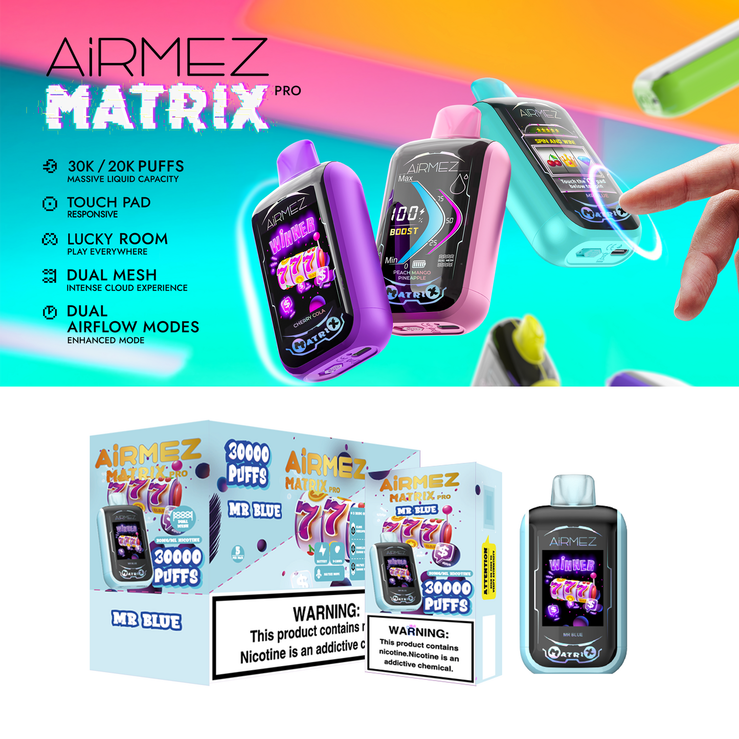 Airmez Matrix 25000 25K Puffs Einweg Vape Kit - 💥 Nehme 4 Zahle NUR 3! + Ab einem Einkauf von 100€ 2 Mystery Gratis💥