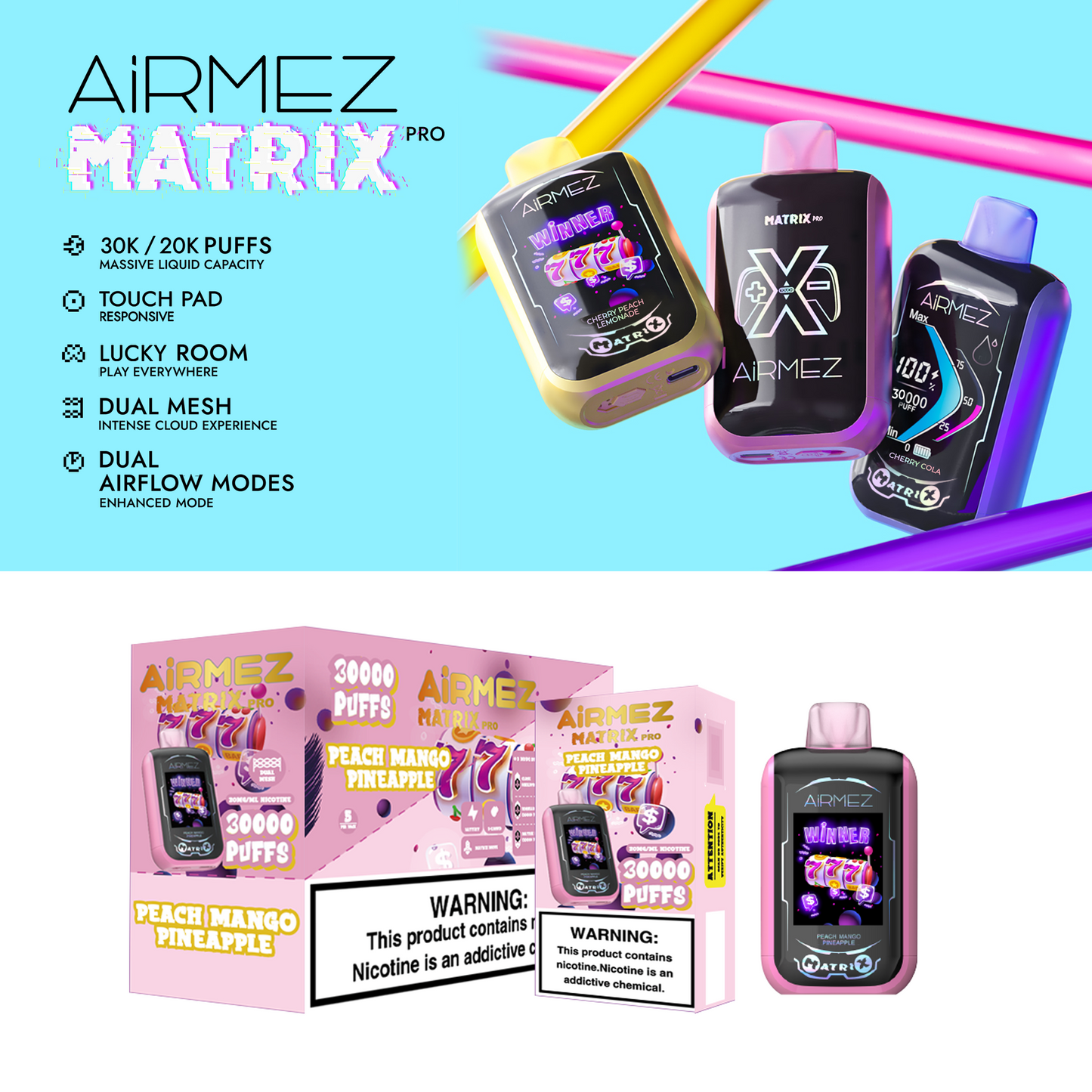 Airmez Matrix 25000 25K Puffs Einweg Vape Kit - 💥 Nehme 4 Zahle NUR 3! + Ab einem Einkauf von 100€ 2 Mystery Gratis💥