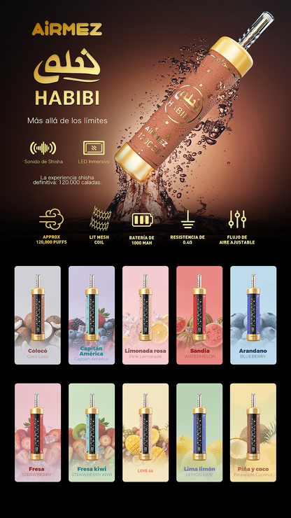 Airmez HABIBI 120K 120000 Puffs Shisha Hookah Wiederaufladbares Einweg Kit - 💥 Nehme 4 Zahle NUR 3! + Ab einem Einkauf von 120€ 2 Mystery Gratis💥