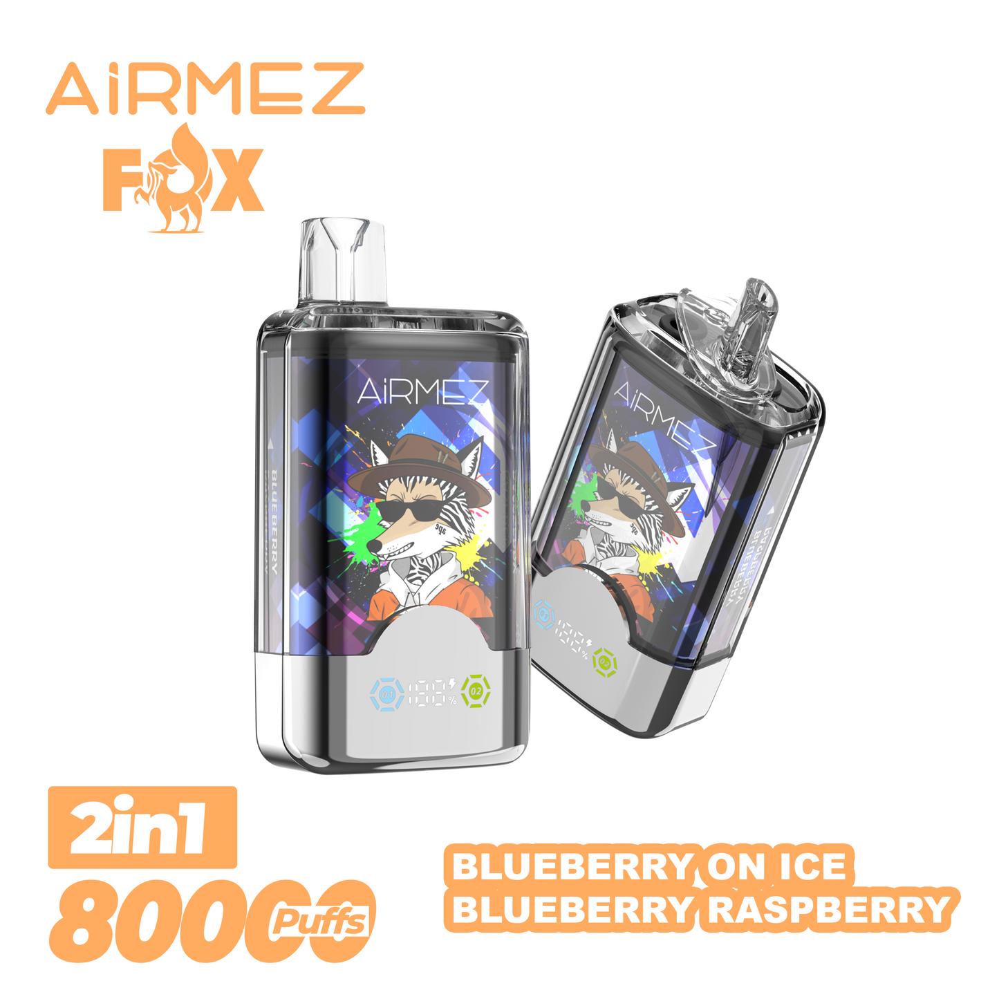 AiRMEZ Fox 80000 80K Puffs Einweg Kit 30ml (Dual Flavor) - 💥 Nehme 5 Zahle NUR 4! + Ab einem Einkauf von 100€ 2 Mystery Gratis💥