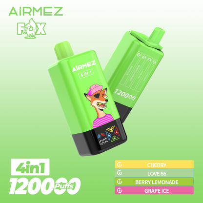 AiRMEZ Fox 4in1 120K 60ml Einweg Kit (120000 Puffs) - 💥 Nehme 5 Zahle NUR 4! + Ab einem Einkauf von 100€ 2 Mystery Gratis💥
