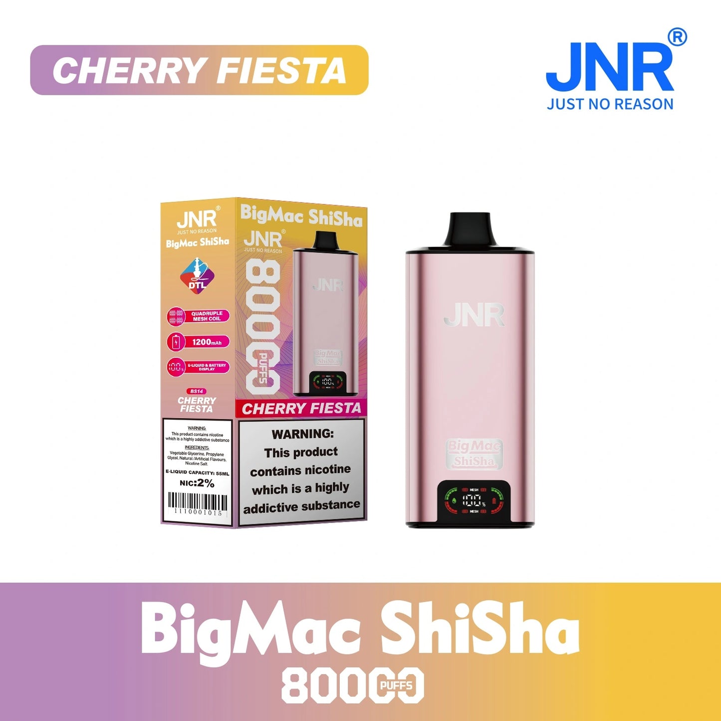 JNR BIG MAC Shisha 80K 80000 Puffs Einweg Kit- 💥 Nehme 5 Zahle NUR 4! + Ab einem Einkauf von 100€ 2 Mystery Gratis💥