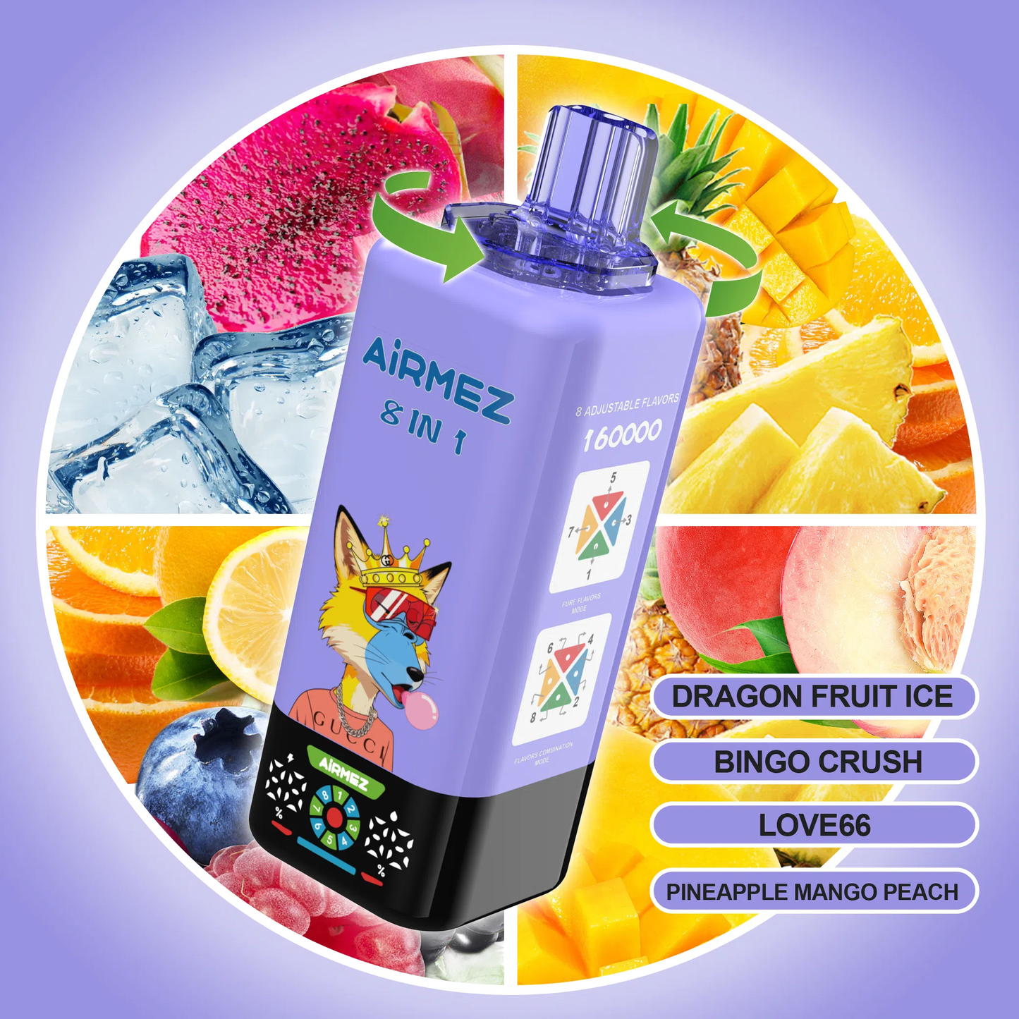 AIRMEZ FOX 8 IN 1 160K 160000 Puffs Einweg Kit - 💥 Nehme 5 Zahle NUR 4! + Ab einem Einkauf von 100€ 2 Mystery Gratis💥