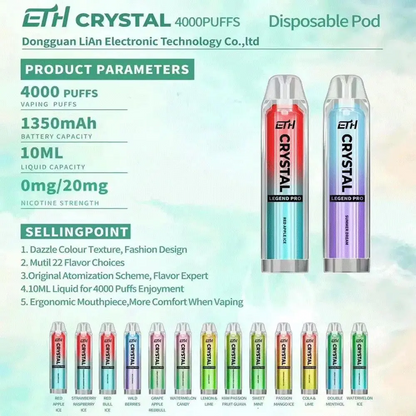 ETH Crystal 4000 Puffs Wiederaufladbares Einweg Kit