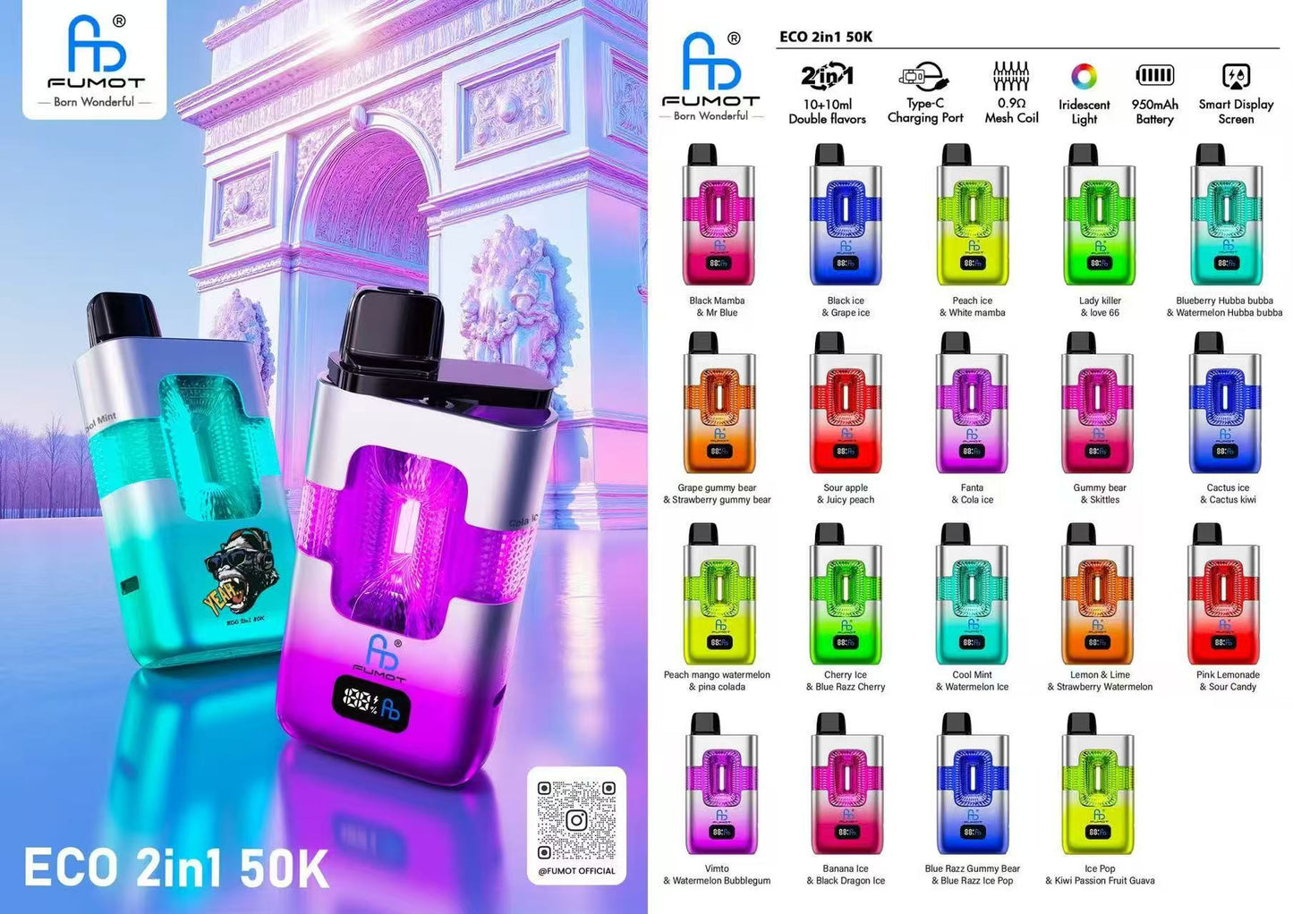Fumot RandM ECO 2in1 50000 50K Puffs Einweg Kit - 💥 Nehme 5 Zahle NUR 4! + Ab einem Einkauf von 100€ 2 Mystery Gratis💥