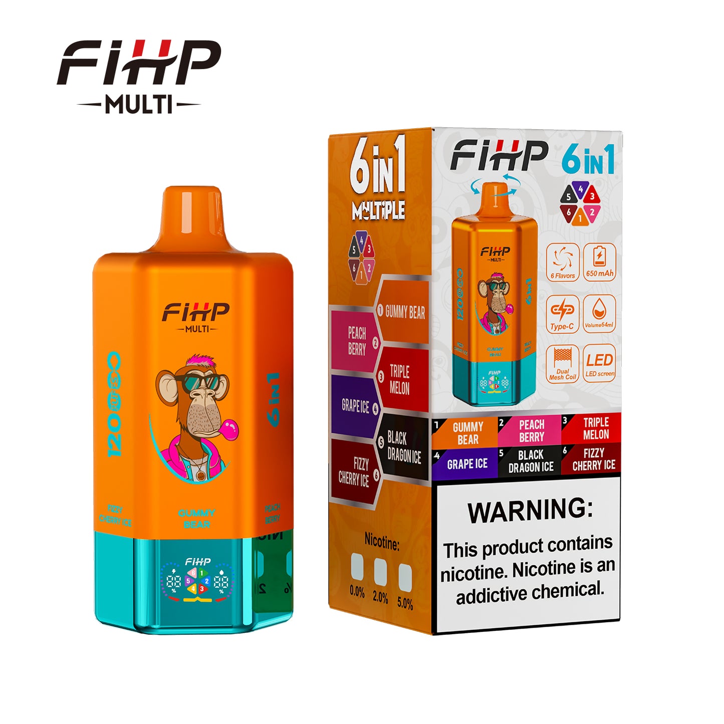 FIHP Multi 120000 120K Puffs 6-in-1 Wiederaufladbares Einweg Kit