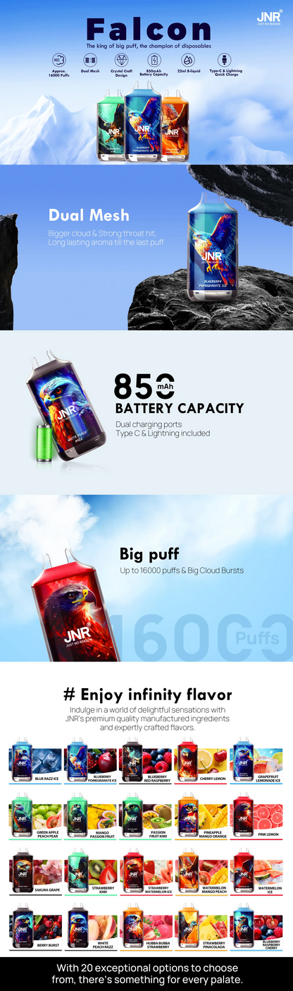 [Clearance Sale] JNR Falcon 16000 16K Puffs Einweg Kit - 💥 Nehme 5 Zahle NUR 4! + Ab einem Einkauf von 100€ 2 Mystery Gratis💥