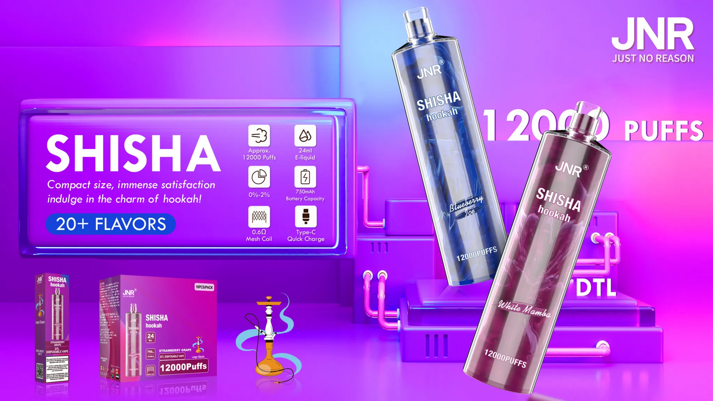 JNR Shisha Hookah 12000 Puffs DTL Wiederaufladbarer Einweg Vape - 📢EXKLUSIVES ANGEBOT - Nehme 4 Zahle NUR 3! + Kostenloser Versand ab einem Bestellwert von €150 📢