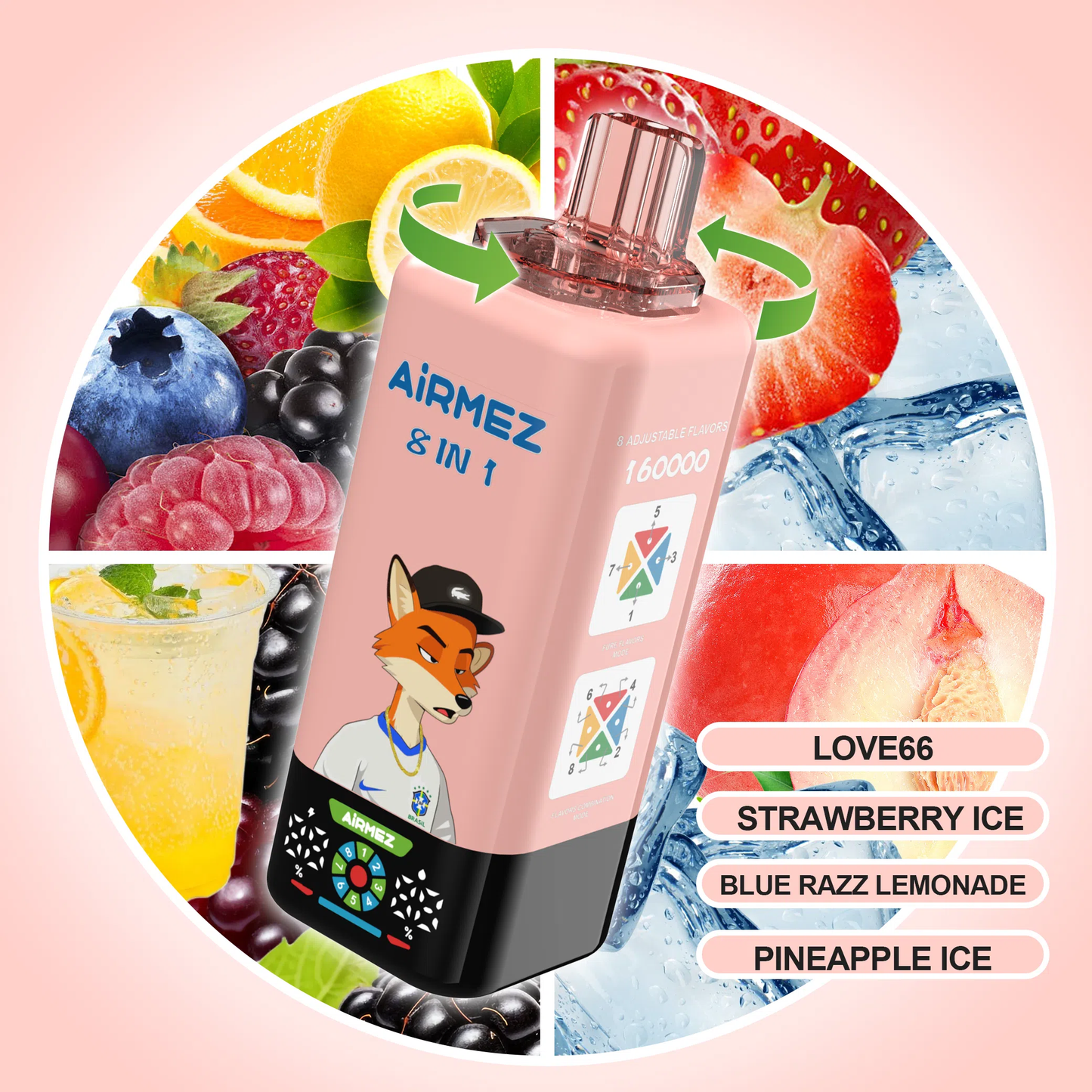 AIRMEZ FOX 8 IN 1 160K 160000 Puffs Einweg Kit - 💥 Nehme 5 Zahle NUR 4! + Ab einem Einkauf von 100€ 2 Mystery Gratis💥