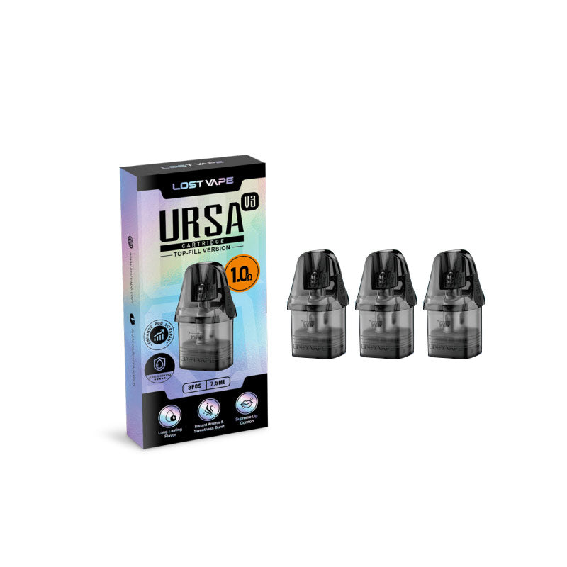 Lost Vape Ursa V3 Pod Kartusche für Ursa Nano /Ursa Nano 2 / Ursa Nano 3 / Ursa Nano Pro / Ursa Nano Air / Ursa Nano S 2 / Ursa Baby / Ursa Baby 2 / Ursa Baby 3 / Ursa Baby Pro / Ursa Pro / Ursa S Kit 2,5 ml (3 Stück/Packung)