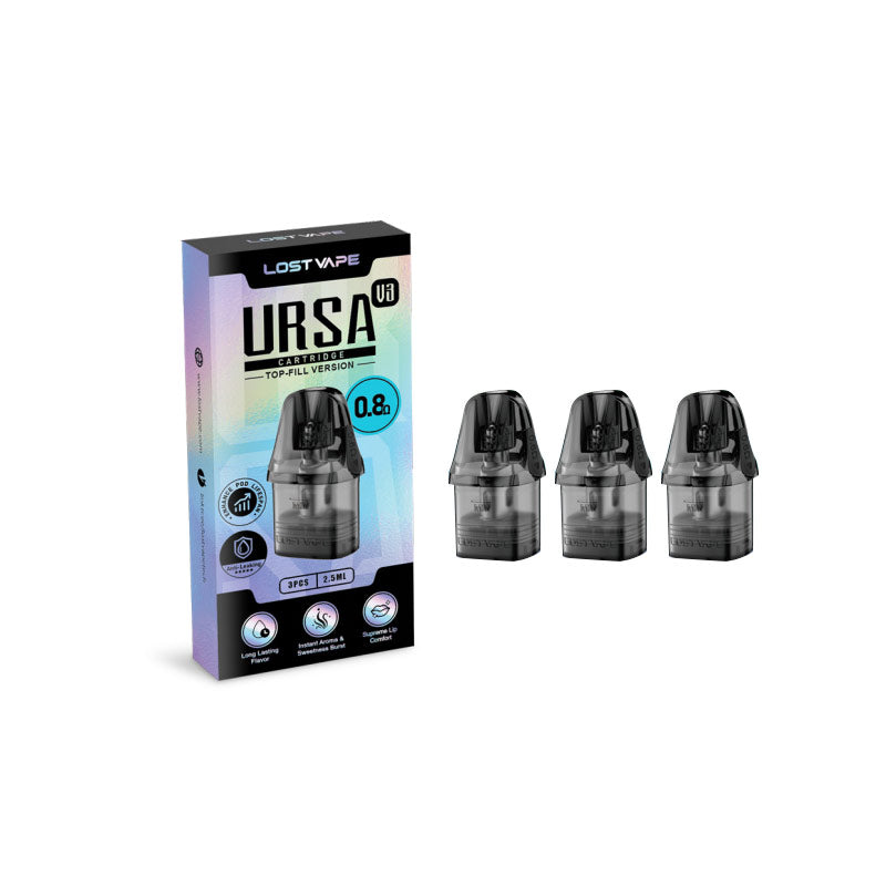 Lost Vape Ursa V3 Pod Kartusche für Ursa Nano /Ursa Nano 2 / Ursa Nano 3 / Ursa Nano Pro / Ursa Nano Air / Ursa Nano S 2 / Ursa Baby / Ursa Baby 2 / Ursa Baby 3 / Ursa Baby Pro / Ursa Pro / Ursa S Kit 2,5 ml (3 Stück/Packung)