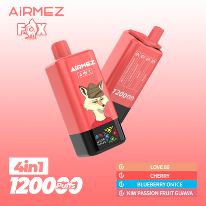 AiRMEZ Fox 4in1 120K 60ml Einweg Kit (120000 Puffs) - 💥 Nehme 5 Zahle NUR 4! + Ab einem Einkauf von 100€ 2 Mystery Gratis💥