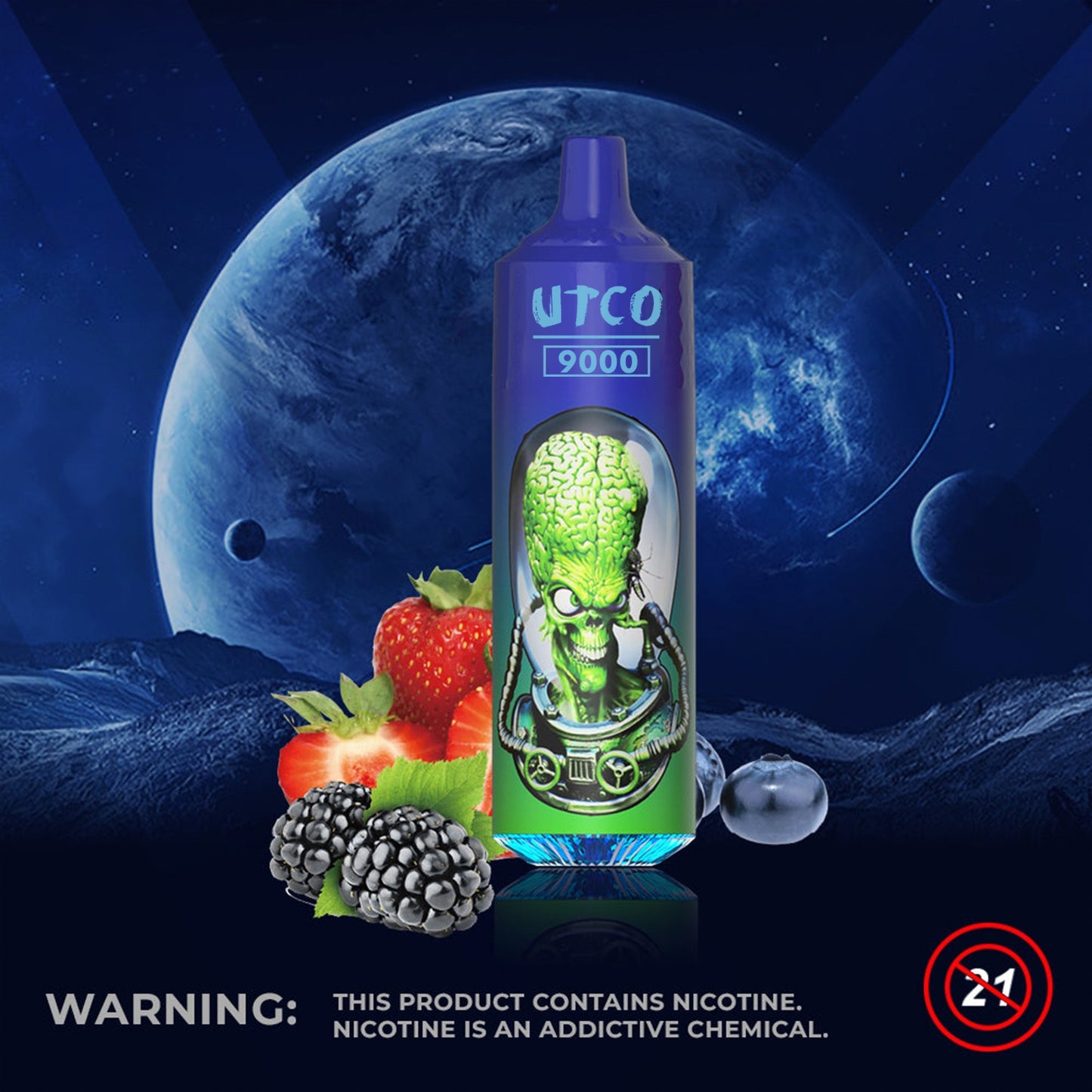 UTCO Aliens 9000 Einweg E-Zigarette Disposable Kit wiederaufladbar - Kaufen Sie 3 Stück und erhalten Sie 1 Stück zusätzlich als Geschenk (Produkte und Geschmacksrichtungen sind zufällig)