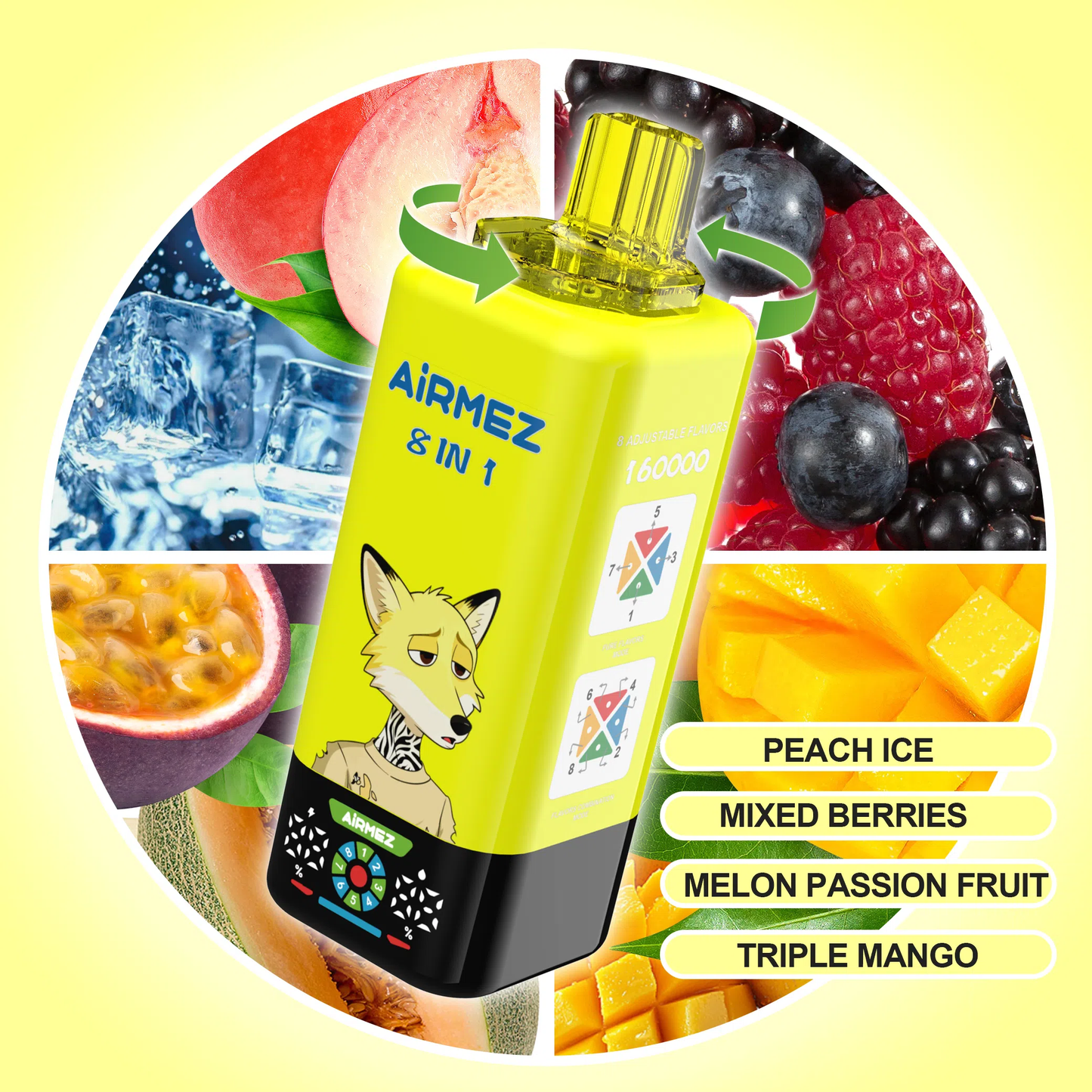 AIRMEZ FOX 8 IN 1 160K 160000 Puffs Einweg Kit - 💥 Nehme 5 Zahle NUR 4! + Ab einem Einkauf von 100€ 2 Mystery Gratis💥