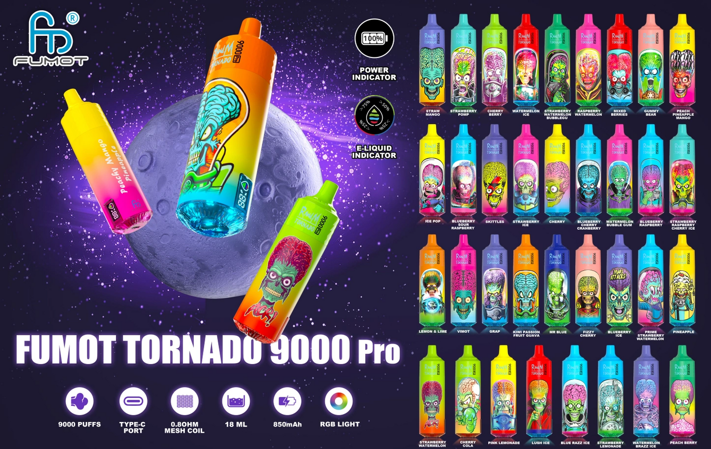 Randm Tornado 9000 Pro 9000 Puffs Wiederaufladbares Einweg Kit