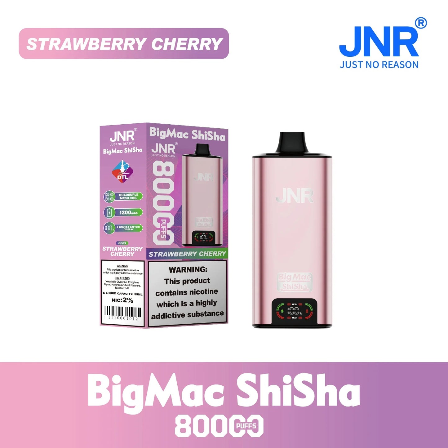 JNR BIG MAC Shisha 80K 80000 Puffs Einweg Kit- 💥 Nehme 5 Zahle NUR 4! + Ab einem Einkauf von 100€ 2 Mystery Gratis💥