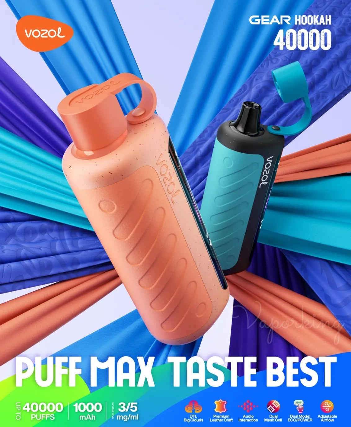 Vozol Gear Hookah 40000 40K Puffs Einweg Kit - 💥 Nehme 4 Zahle NUR 3! + Ab einem Einkauf von 120€ 2 Mystery Gratis💥