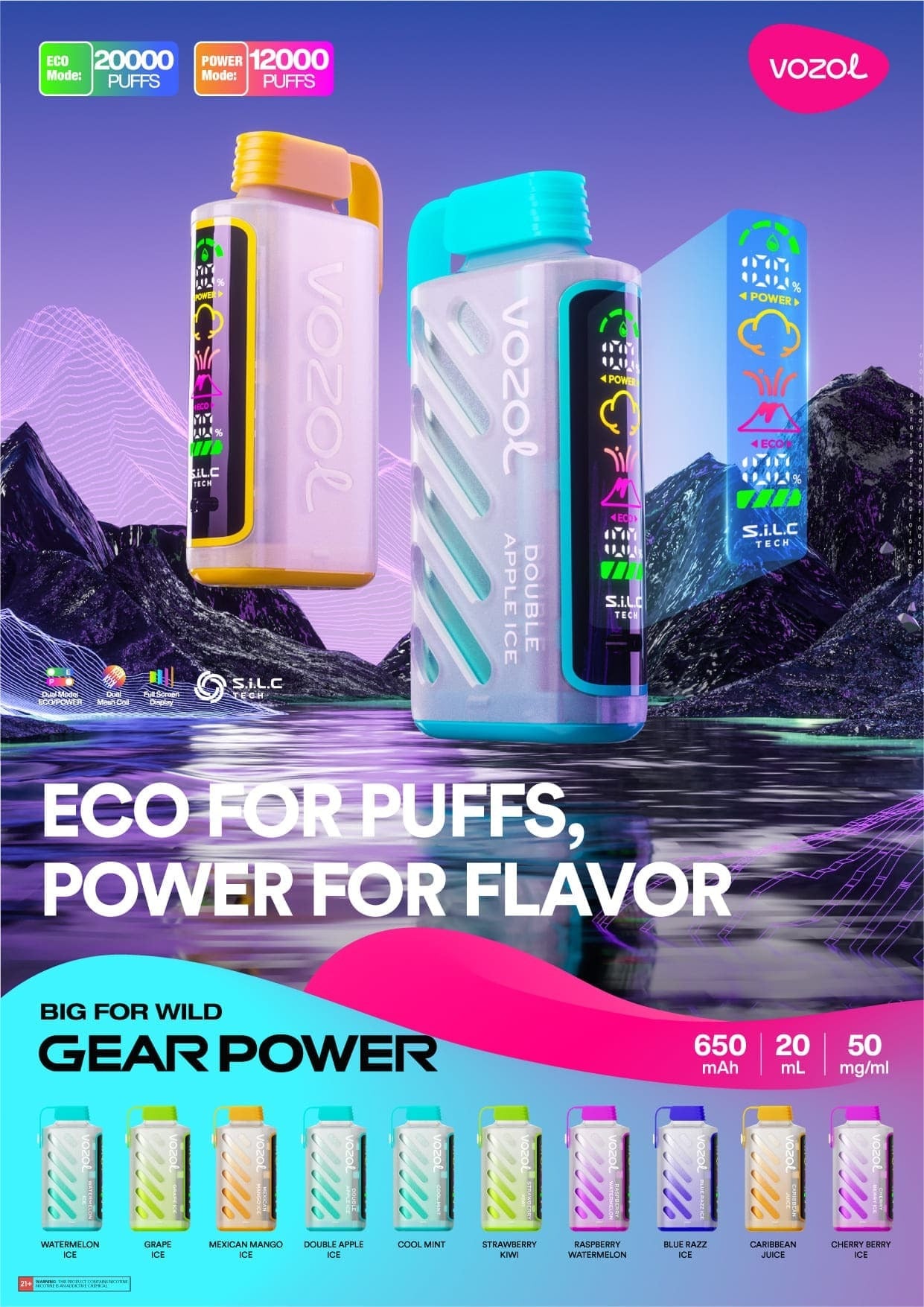 [Clearance Sale] VOZOL Gear Power 20000 Wiederaufladbares Einweg Kit (LED-Anzeige) - 💥 Nehme 4 Zahle NUR 3! + Ab einem Einkauf von 100€ 2 Mystery Gratis💥