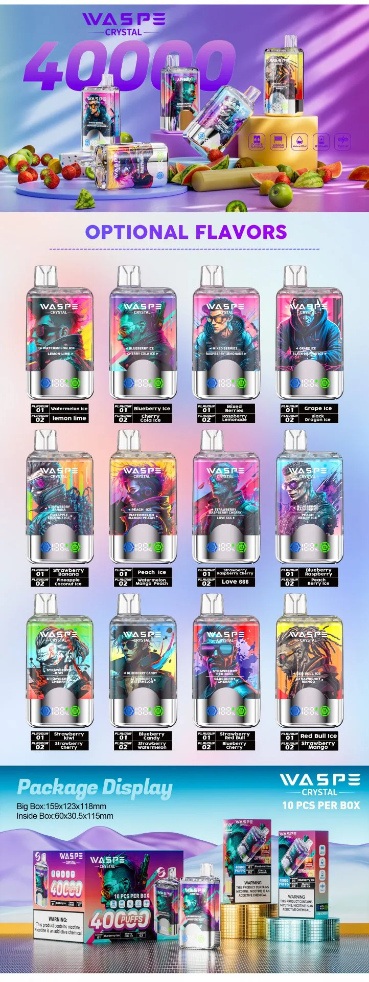 WASPE Crystal 40000 Puffs 40K Einweg Kit (Double Flavor)