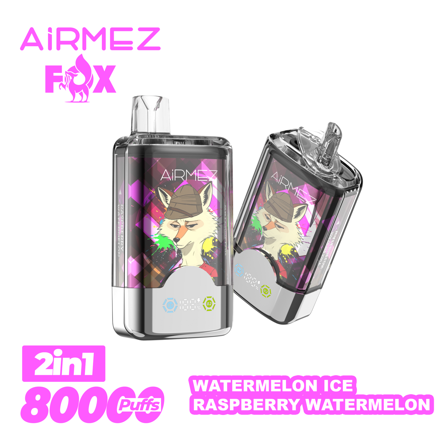 AiRMEZ Fox 80000 80K Puffs Einweg Kit 30ml (Dual Flavor) - 💥 Nehme 5 Zahle NUR 4! + Ab einem Einkauf von 100€ 2 Mystery Gratis💥