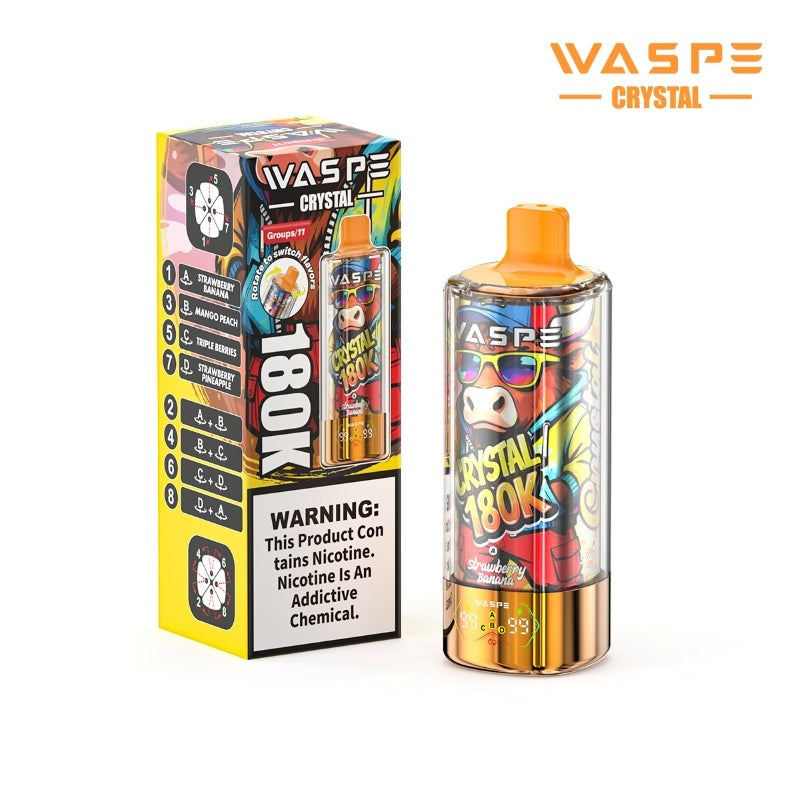 WASPE Crystal 8-in-1 180K 180000 Puffs Einweg Kit 68ml - 💥 Nehme 5 Zahle NUR 4! + Ab einem Einkauf von 100€ 2 Mystery Gratis💥