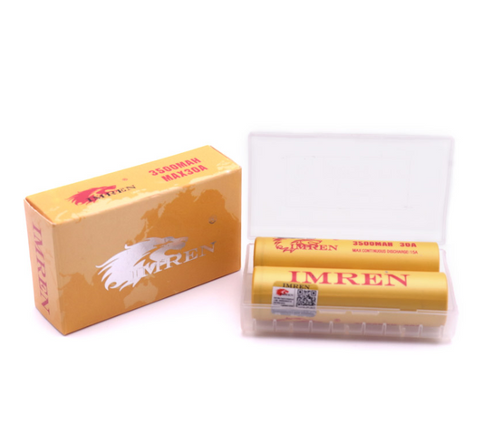 IMREN 18650 3500mAh 30A Flat Top Li-Ion Wiederaufladbare Batterie mit Batteriegehäuse 2Stück