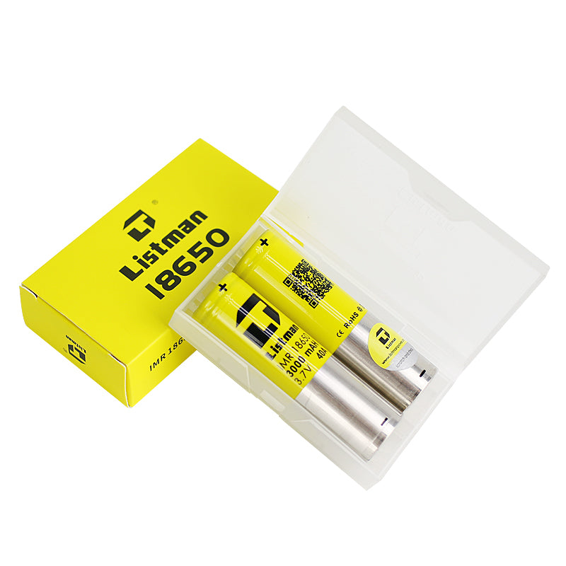 Listman IMR 18650 3000mAh 40A Flat Top Li-Ion Wiederaufladbare Batterie 2Stück